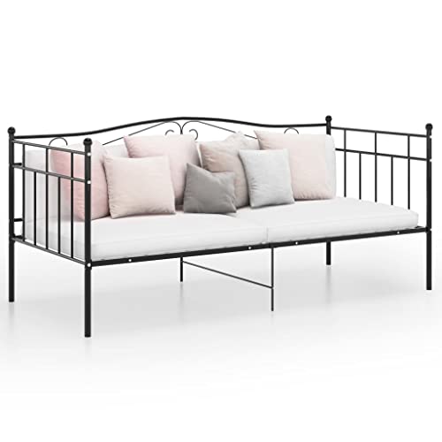 DYRJDJWIDHW tagesbett,Outdoor Bett,schrankbett,sofabett,schrankbett,Geeignet für SchlafzimmerSchlafsofa Bettgestell Schwarz Metall 90x200 cm