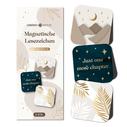 Lebenskompass® Magnetische Lesezeichen - elegante Magnetlesezeichen mit stilvollen Designs und Goldprägung - Lesezeichen magnetisch ideal für Bücher