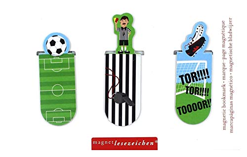 moses. 30819 Magnetlesezeichen Fußball 3er Set, magnetisches Lesezeichen, charmant illustriert